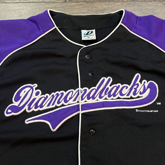 Vintage Y2K 2003 Dynasty Arizona Diamondbacks Baseball Jersey Black Purple - XL - Picture 2 of 8